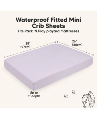 2pk Isla Waterproof Mini Crib Sheets for Boy, Girl, Soft Pack and Play Sheets for Graco Pack and Play Mattress