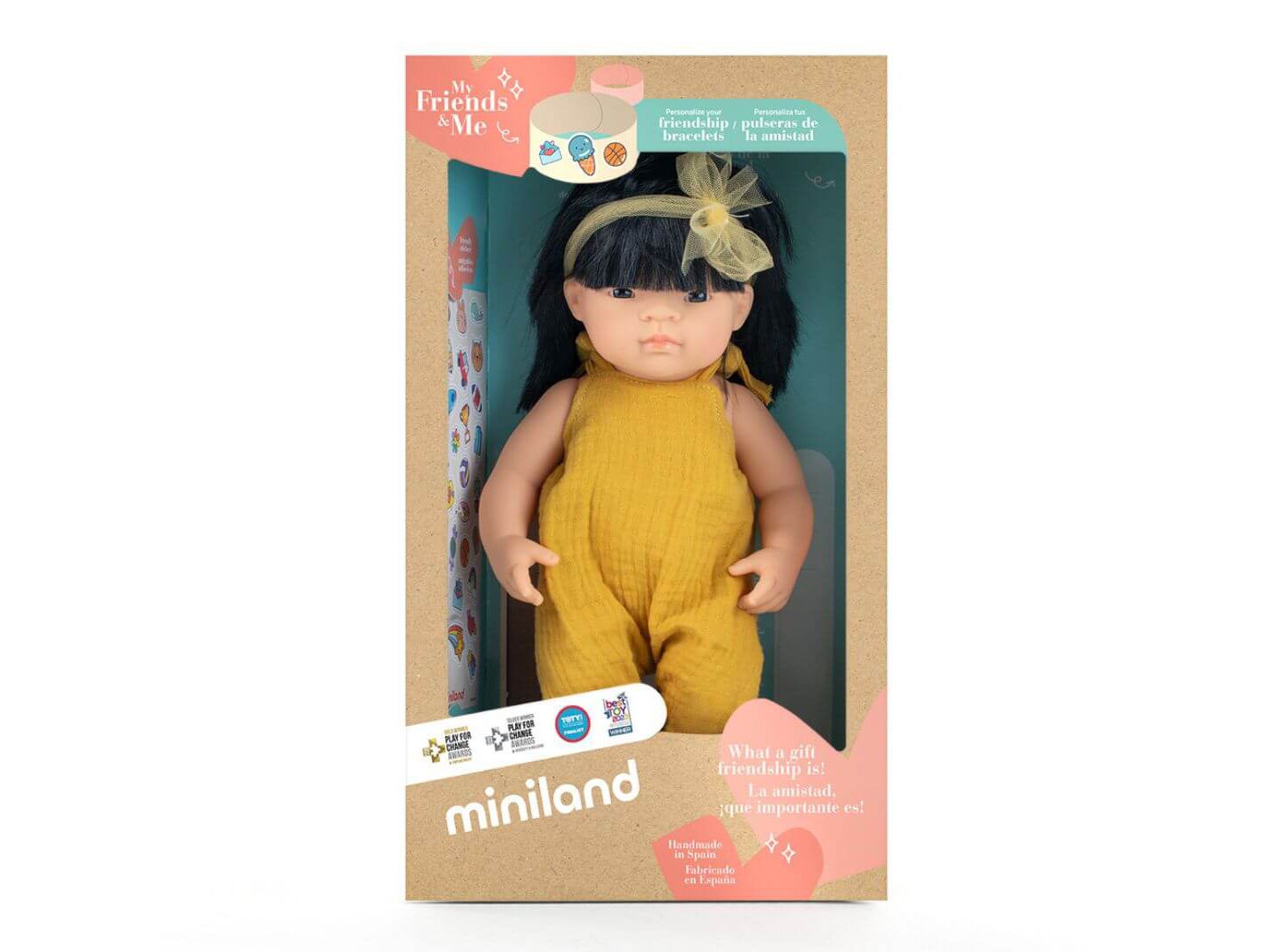 Детская кукла MINILAND My Friends and Me 15" Asian Black Hair Articulated Baby Doll, Ages 10 Months+, цвет: Light Skin — фото 2