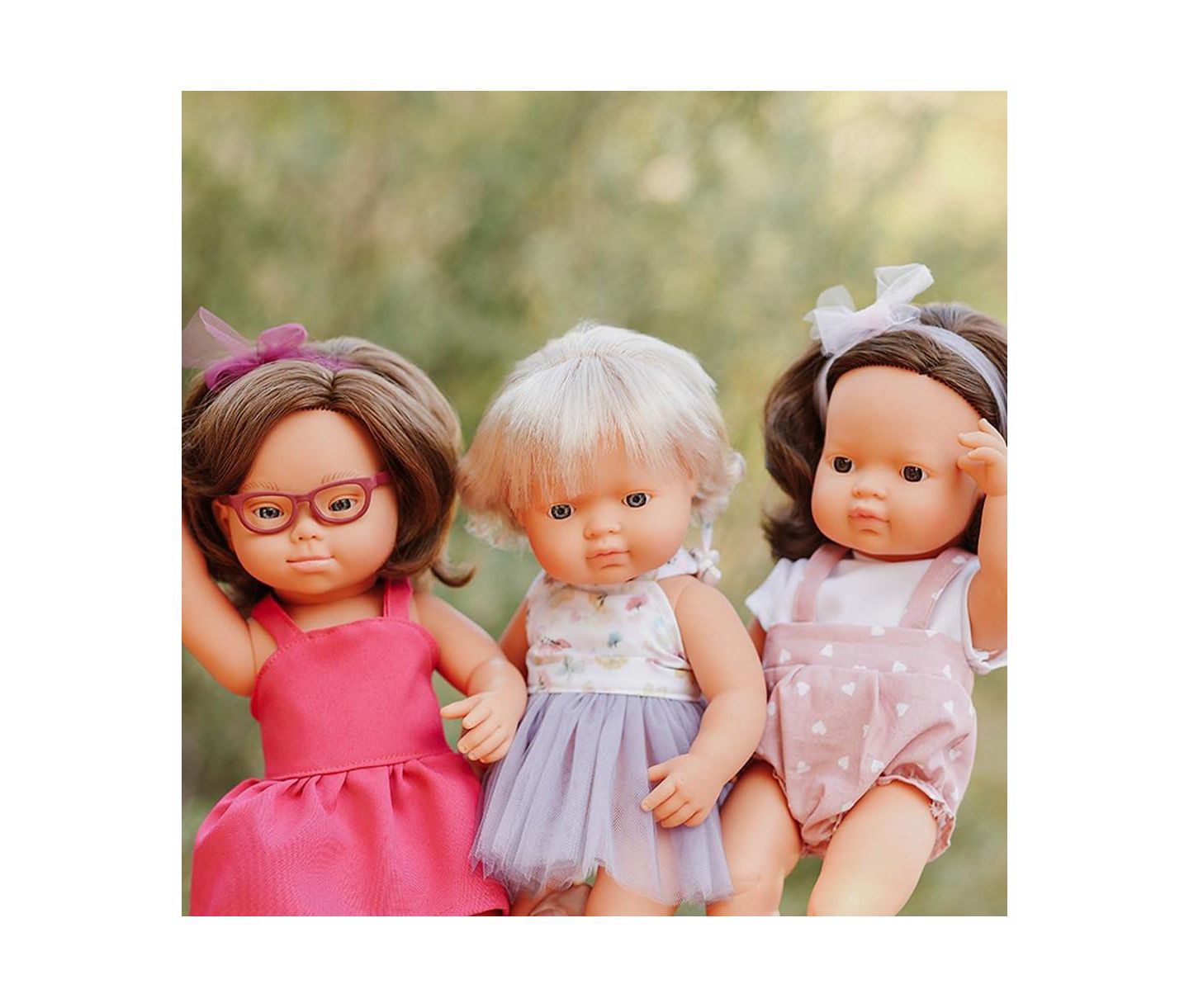 Детская кукла MINILAND My Friends & Me 15" Down Syndrome Anatomically Correct Baby Doll with Glasses, Ages 3+, цвет: Light Skin — фото 4