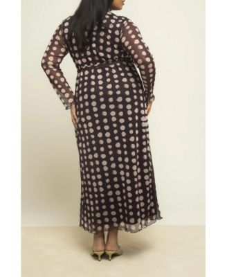 Women's Polka Dot Wrap Midaxi Dress