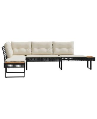 Garden Sofa Black and Cream White