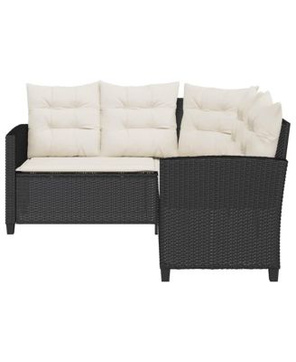 Garden Sofa Black PE rattan Medium Removable Covers Garden Sofa