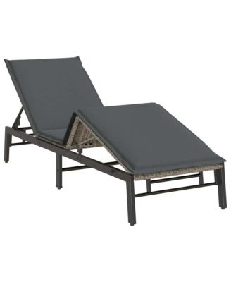 Sun Lounger Grey PE Rattan, Powder-Coated Steel Adjustable