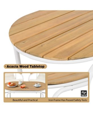 Outdoor Chaise Lounge Chairs Set of 3 with Acacia Side Table