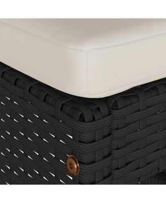 Garden Bar Stool Set of 6 Black, Cream PE Rattan Compact