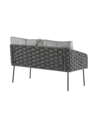 - 4-Piece Metal Modern Outdoor Patio Furniture Set - Grey