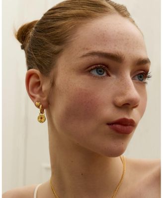 Garnet Heart Huggie Earrings