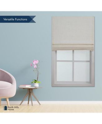 Linen Blend Cordless Roman Blinds, Light Filtering Pull Down Window 26"x64" White