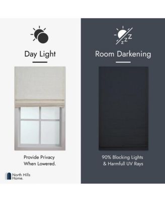 Linen Blend Cordless Roman Blinds, Light Filtering Pull Down Window 28"x64" Natural