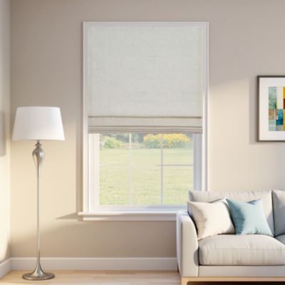 Linen Blend Cordless Roman Blinds, Light Filtering Pull Down Window