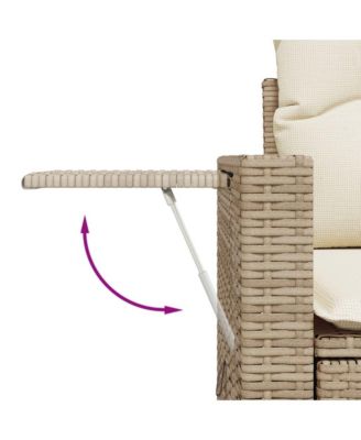 Garden Sofa Beige PE Rattan, Powder-Coated Steel Medium Foldable