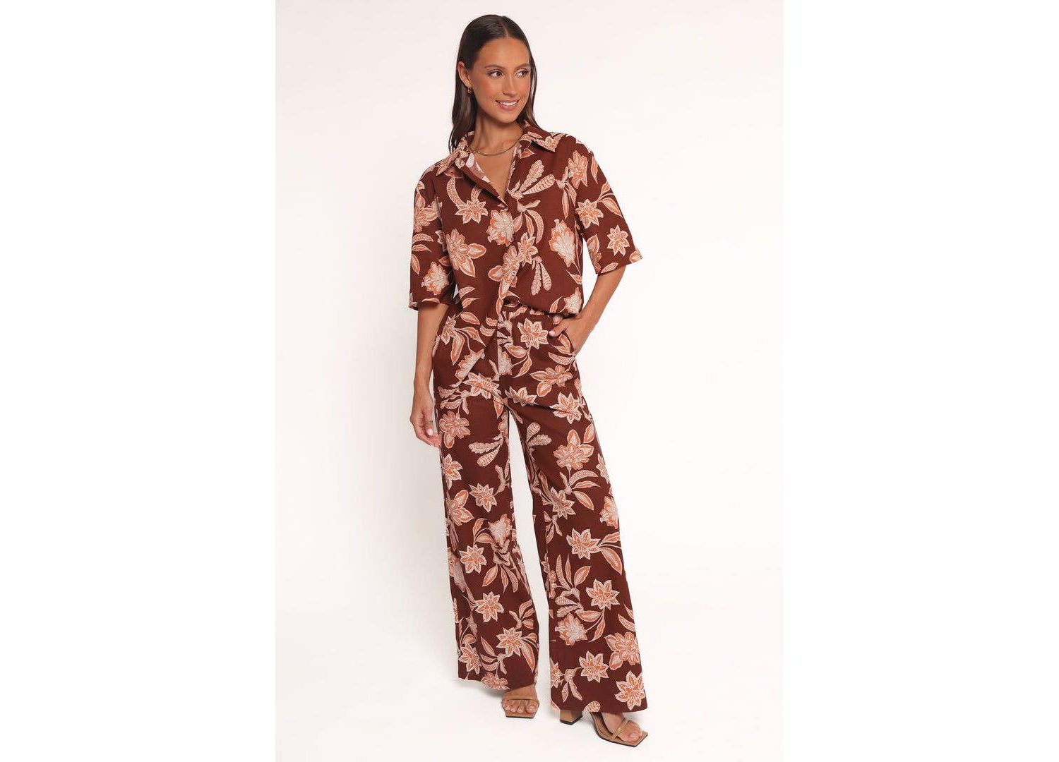 Women's Samira Wide Leg Pant - Orange Floral