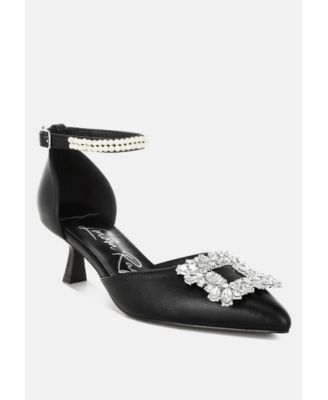 Womens Onkana Diamante Brooch Kitten Heel Sandals