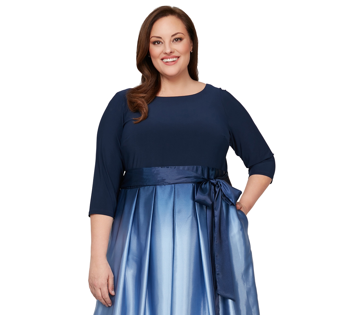 Sl Fashions Plus Size Ombre Ballgown In Blue