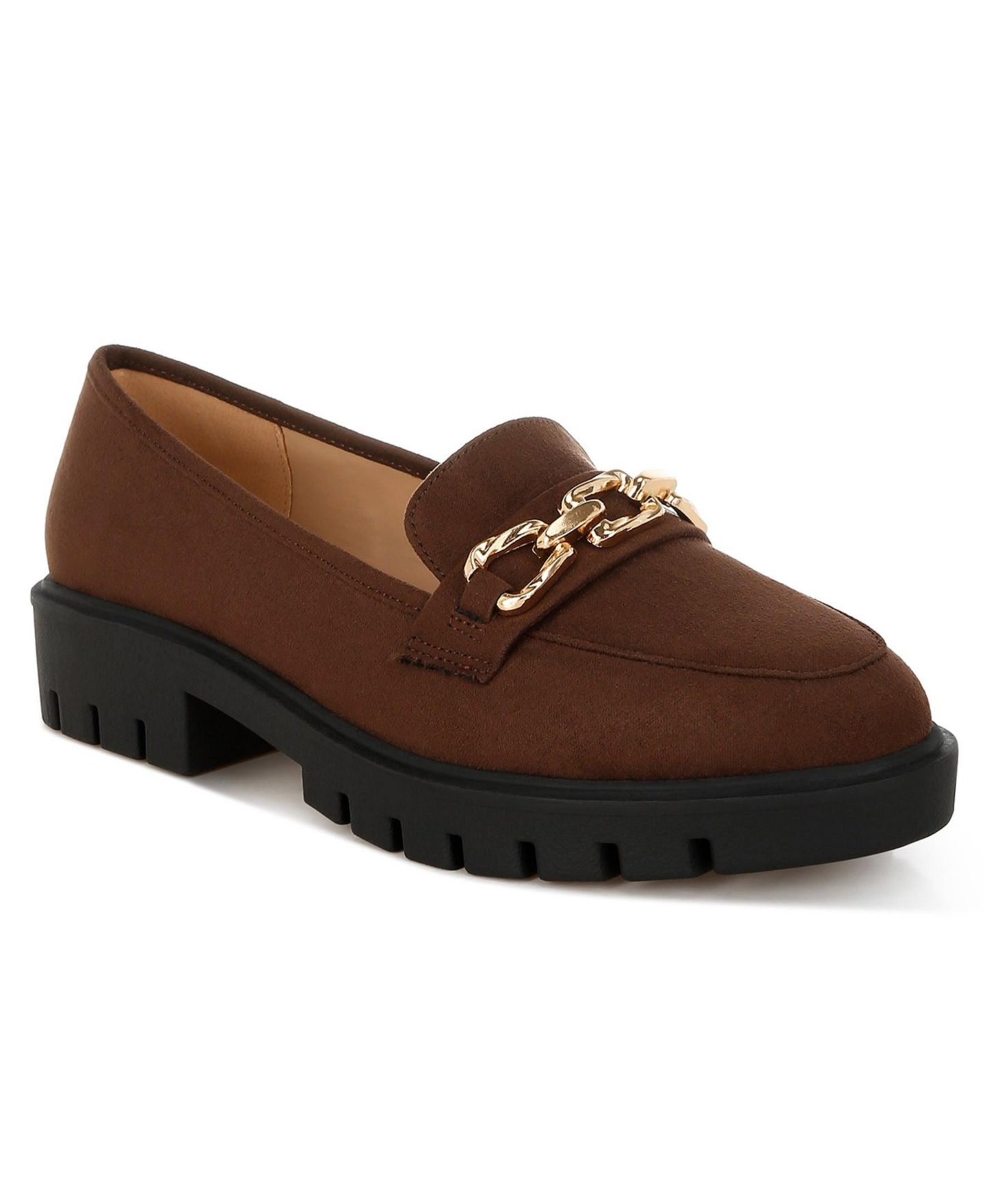 Женские туфли London Rag Jacop Micro Suede Metal Chain Link, цвет: Чёрный замшевый — фото 4