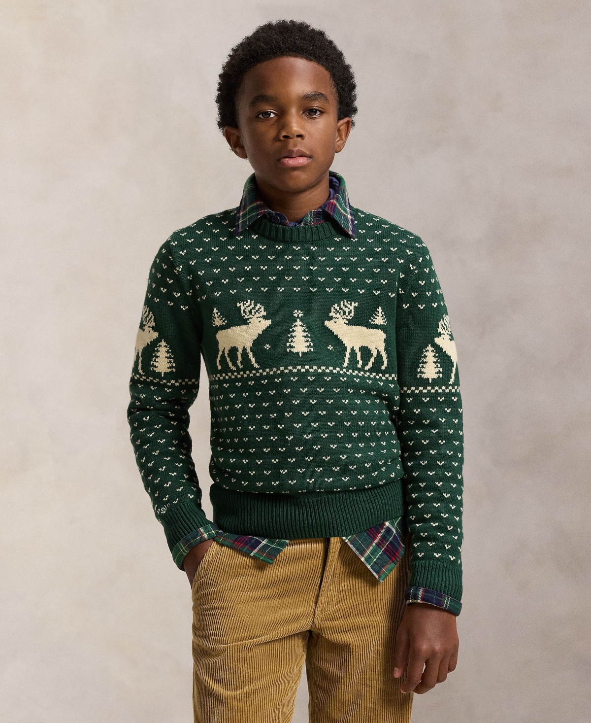 Polo Ralph Lauren Boys 8-20 Reindeer-Intarsia Long Sleeve Sweater