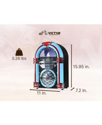 WILSHIRE Desktop Bluetooth LED Jukebox Speaker with FM Radio - Mahagony