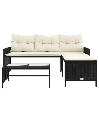 Garden Sofa Black, Cream White