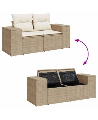 Garden Sofa Beige Poly Rattan Large Modular Garden Sofa