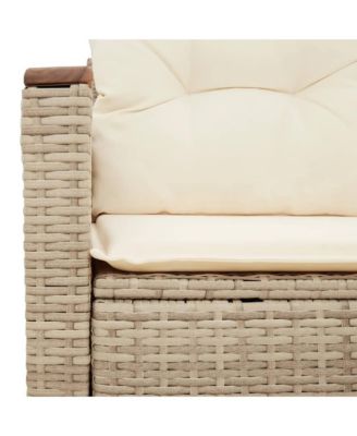 Garden Sofa Beige PE rattan 2-Seater Foldable Outdoor Sofa