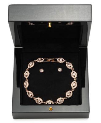 2-Pc. Set Stone & Crystal Link Bracelet & Crystal Stud Earrings
