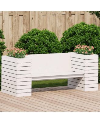 Planter Bench White Solid pine wood Medium Planters
