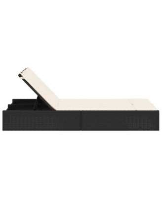 Double Sun Lounger Black, Cream White