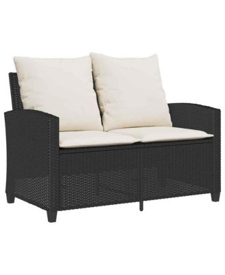 Garden Sofa Black, Cream White PE Rattan Medium Removable Covers