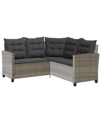 Garden Sofa Gray, Dark Gray PE rattan Medium Adjustable Feet