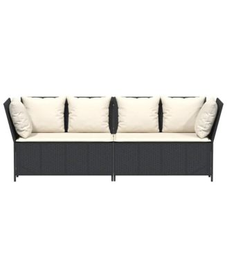 Garden Sofa Black PE Rattan Large Modular Garden Sofa