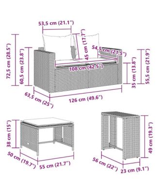 5 Piece Patio Sofa Set with Cushions Stackable Brown Poly Rattan