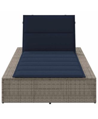 Patio Sunbed Grey PE Rattan Standard Adjustable Armrests