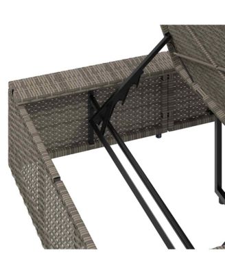 Patio Sunbed Grey PE Rattan Standard Adjustable Armrests
