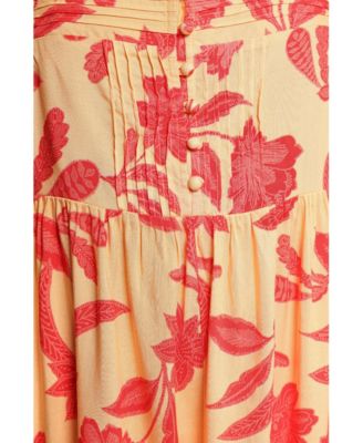 Women's Nani Romper - Red Yellow Paisley Floral