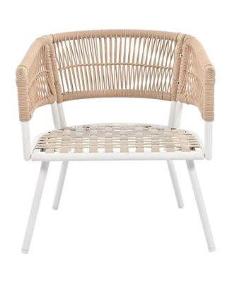 - 4-Piece Patio Furniture Set with Acacia Wood Table - Creamy Beige