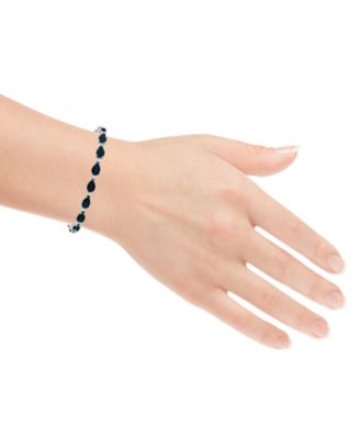 Pear Sapphire (10.50 ct. t.w.) and White Sapphire Bracelet (0.04 ct. t.w.) in Sterling Silver (Also in Emerald)