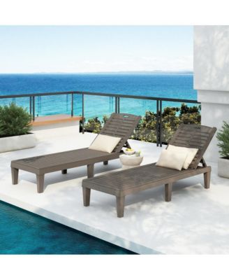2-Piece Outdoor Chaise Lounge Chair Set - Dark Brown