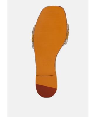 Womens Chrisy Rhinestone Strap Slip On  Flats