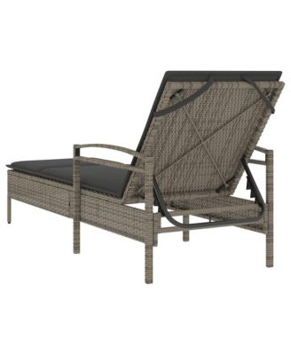 Sun Lounger Grey Poly Rattan, Powder-Coated Steel And over