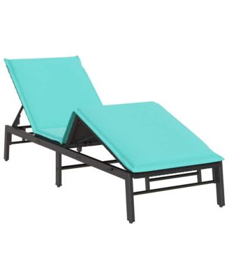 Sun Lounger with Cushion Black Poly Rattan