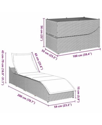 Folding Sun Lounger Grey PE rattan, powder-coated steel Standard