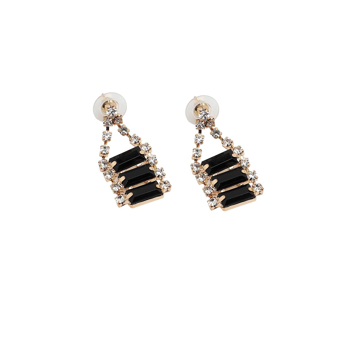 Sohi Rhinestones Jewellery Set In Black