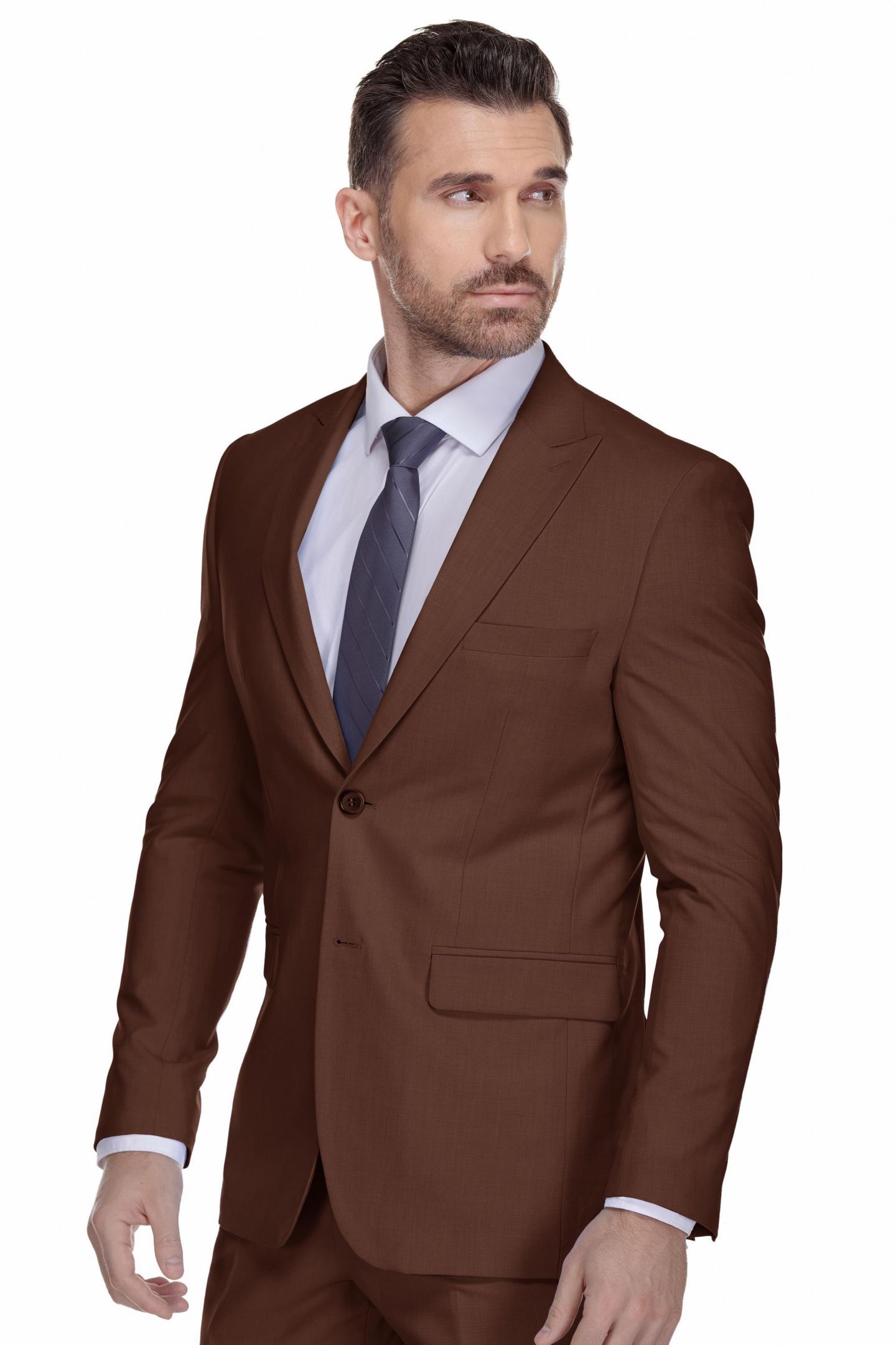 Мужские комплекты Gino Vitale 2-Piece Stretch Slim-Fit Suit, цвет: Коричневый — фото 2