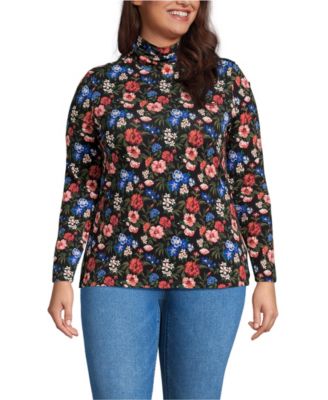 Plus Size Lightweight Fitted Long Sleeve Turtleneck Tee
