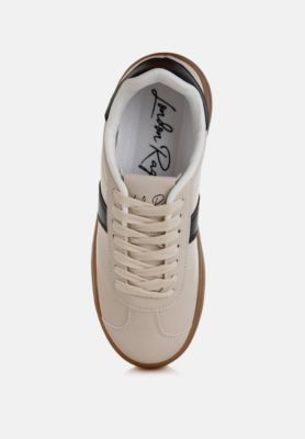 Womens Knockout Faux Leather Lace-Up Sneakers