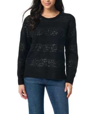 Gloria Vanderbilt - Women's Juliette Striped Sequin Long Sleeves Sweater