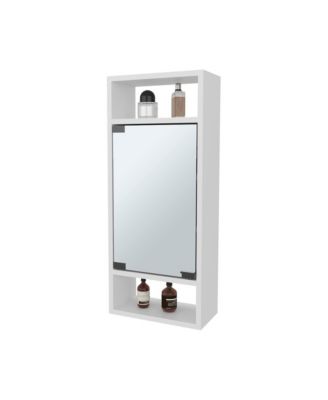 1Pc MDF Steel Mirrored Doors, Open Storage & Water-Resistant Finish Medicine Cabinet