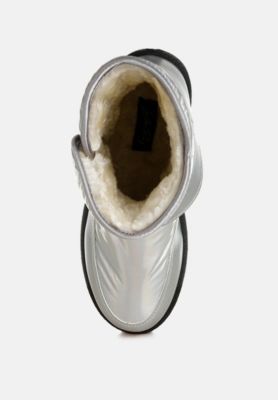 Womens Jammy Buckle Strap Puffy Ankle Boots