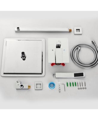 12" Rain Chrome Shower Head Systems Wall Mounted Shower Full Body Coverage Square Shower Head