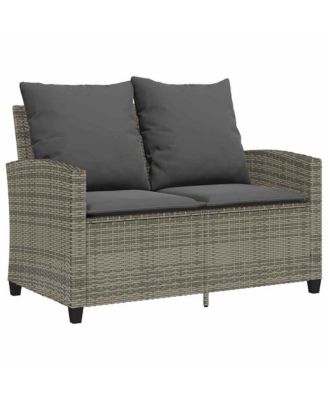 Garden Sofa Grey PE rattan 2-Seater Water-resistant materials